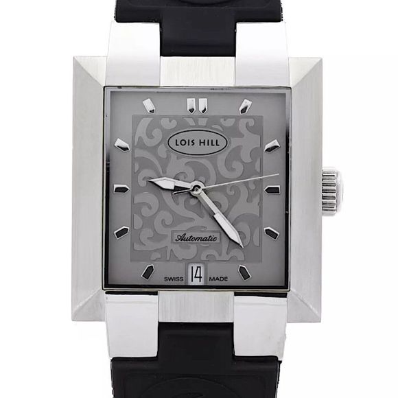 LOIS HILL Watch Automatic Grey Face Rubber Wrist Band - Picture 10 of 15